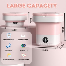 Portable Washing Machine, 12L Foldable Mini Washer with 3 Intelligent Cleaning Modes,Mini Folding Washing for Travel, Camping, Apartment, Dorm, Baby Clothes, Socks, Underwear, Deep Cleaning Washer
