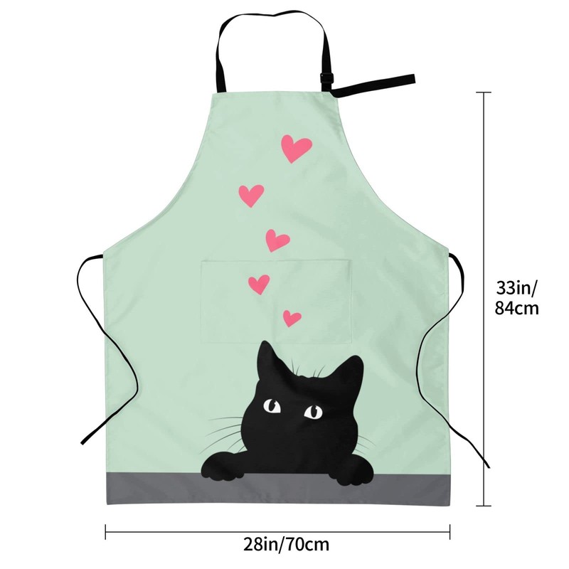 Perinsto Cute Cartoon Cat Waterproof Apron With 2 Pockets Funny