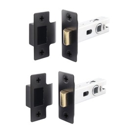 EAI Black Tubular Door Latch for Internal Doors - 2.5 Inch / 64mm - Pack of 2 Matt Black Tubular Mortice Latches