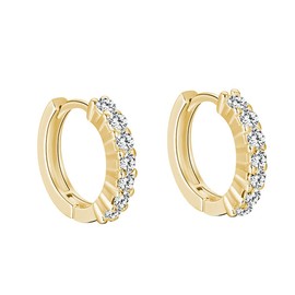 Sparkling hoop earrings made of 925 sterling silver with stones for women, small ribbed hoop earrings with zirconia stones, jewellery in high jeweller's quality, Sterling Silver Cubic Zirconia