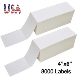 Unbranded 4x6 Fanfold 8000 Thermal Shipping Labels Self Adhesive For Zebra Rollo Printer