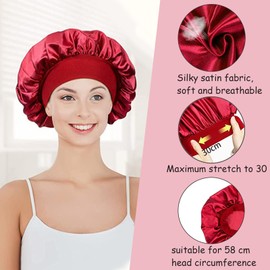 KASESSS Pack of 3 Silk Bonnet for Sleeping, Soft Sleep Cap, Silk, Elastic Satin Hair Cap, Wide Silk Bonnet, Hair Cap for Night, Satin Bonnet Hair Protect, Bonnet Sleep Cap for Women and Girls