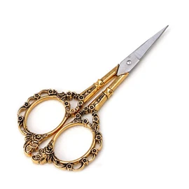 Professional Manicure Scissors, EBANKU Vintage Stainless Steel Cuticle Precision Beauty Grooming for Nail, Facial Hair, Eyebrow, Eyelash, Nose Hair (Gold)