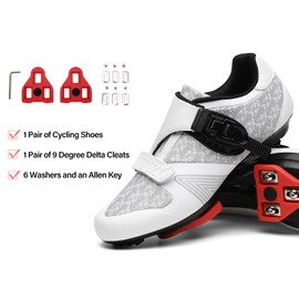 Unisex Cycling Shoes for Men Women Compatible with Peloton Bike Shoes with Delta Cleats for Road Biking Indoor Outdoor Pedal White 48