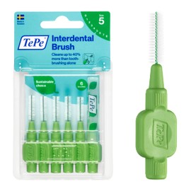 TePe Interdental Brush Original, Soft Dental Brush for Teeth Cleaning, Pack of 6, 0.7 mm, Medium Gaps, Yellow, Size 4