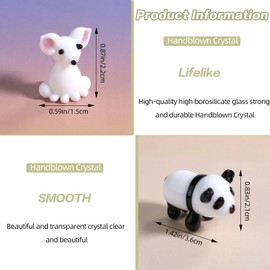 WEWAYSMILE 5 Pcs Hand Blown Glass Figurines Glass Animals Includes Panda Highland Cattle Fox Crocodile Capybara for Home Decoration Gifts