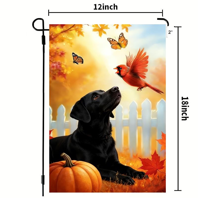 Fall Black Lab Dog Garden Flags for Outside 12x18 Double