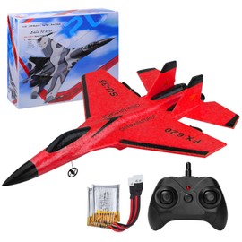 yusvwkj RC Airplane 2CH Remote Controlled SU35 Fighter 2.4GHz RC Airplane RTF for Beginner, Kids and Adults, FX620 Airplane Toy with With Colored Lights USB Charging