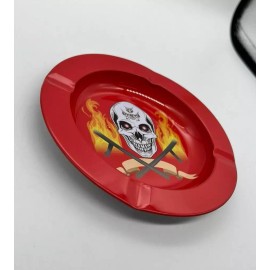 Red Decorative Tray Printed Plate Game Flaming Pirate Skull Side Table Ash Tray