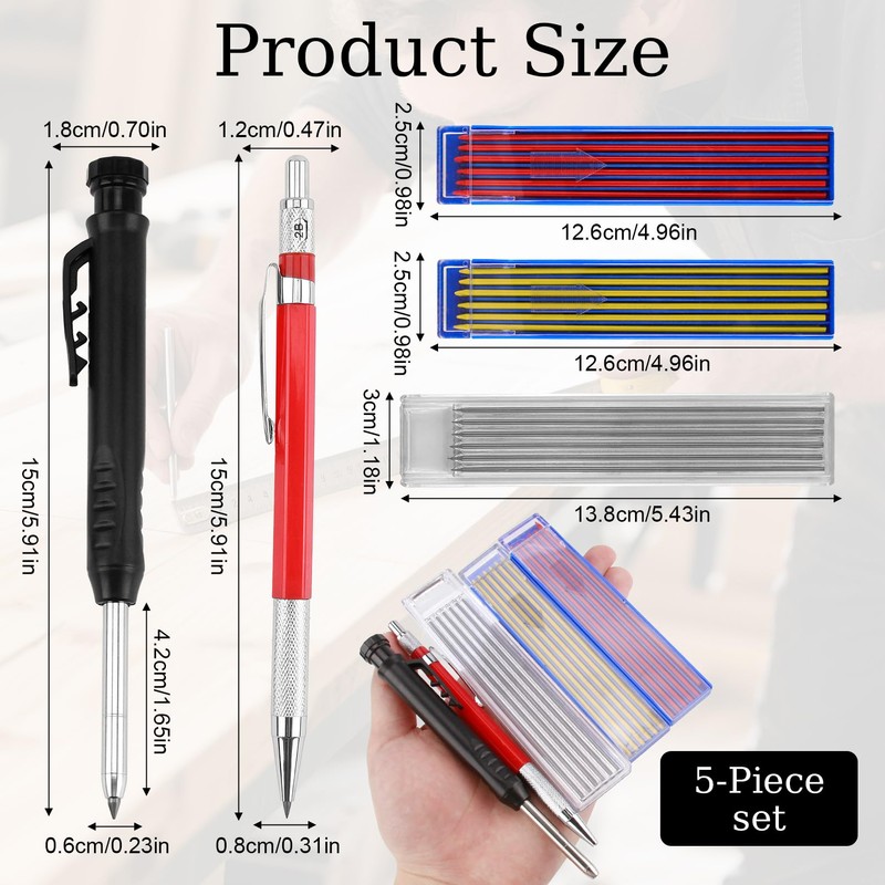 Deep Hole Marker Pencil Set, Drill Hole Marker Mechanical Pencil,