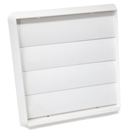 Kair White Gravity Grille 183mm External Dimension Ducting Air Vent with 150mm - 6 inch Round Rear Spigot and Not-Return Shutters