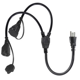 wininks Power Cord Extension Splitter, 1 to 2 Outlet Y Splitter Cable, 2.5FT 2 Ways NEMA 5-15P to 2 X NEMA 5-15R AC Power Cord, Heavy Duty Male to Dual Female 3 Prong Supply Cable, 13A 125V