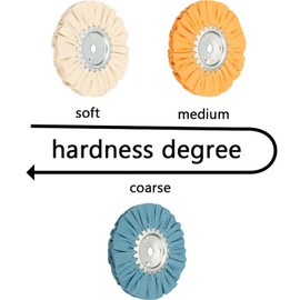 3pcs 8" Airway Buffing Wheel Kit (White/Orange/Blue), 5/8" Arbor Hole,16 Ply Fine, Medium, Coarse, Polishing for Angle Grinder Mirror Finish on Aluminum and Stainless