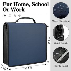 Zzrywuty Zipper Binder, 3 Inch 3-Ring Binder with Zipper, Expanding Folders and Shoulder Straps & Handles, 3" O-Rings with Multiple Pockets（for 13" MacBook and Tablet） for Middle School- Blue