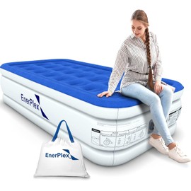 EnerPlex Twin Air Mattress with Built-in Pump - 13 Inch Double Height Inflatable Mattress for Camping, Home & Portable Travel - Durable Blow Up Bed with Dual Pump - Easy to Inflate/Quick Set UP﻿