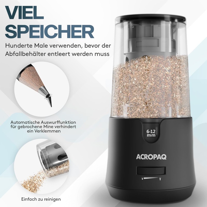 ACROPAQ Electric Sharpener for Thick and Thin Pencils - For
