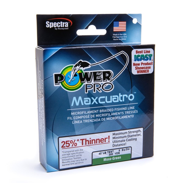 PowerPro Maxcuatro Braided Fishing Line - Moss_Green - 100lb -