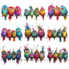GudaAphrmix 9Pcs Funny Colorful Birds Vinyl Decals on Branch Wall Easy Peel and Stick Watercolor Patterns Cute Birds Vinyl Wall Stickers for Women Students Girl Boys Room Wide Applications Decor