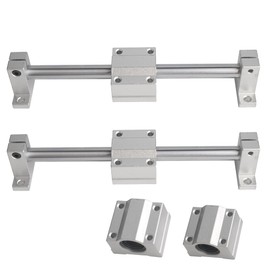 euroharry 12 mm, 100-600 mm, case-hardened plated steel for linear motion rods, shaft guides (linear shaft + bracket + ball bearing, 200 mm)
