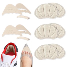 COYUN 5 Pairs of High Heel Cushion Pads, Shoe Pads, Adjustable Toe Filler, Front Insoles, Shoe Filler for Too Large Shoes, Heel Grip Insert, Reusable Toe Pads, Flesh Colour