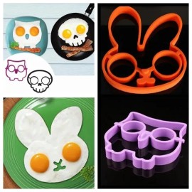 DHGATE 2Pck Food Grade Silicone Fried Egg Shaper Purple Owl/Orange Rabbit Shape