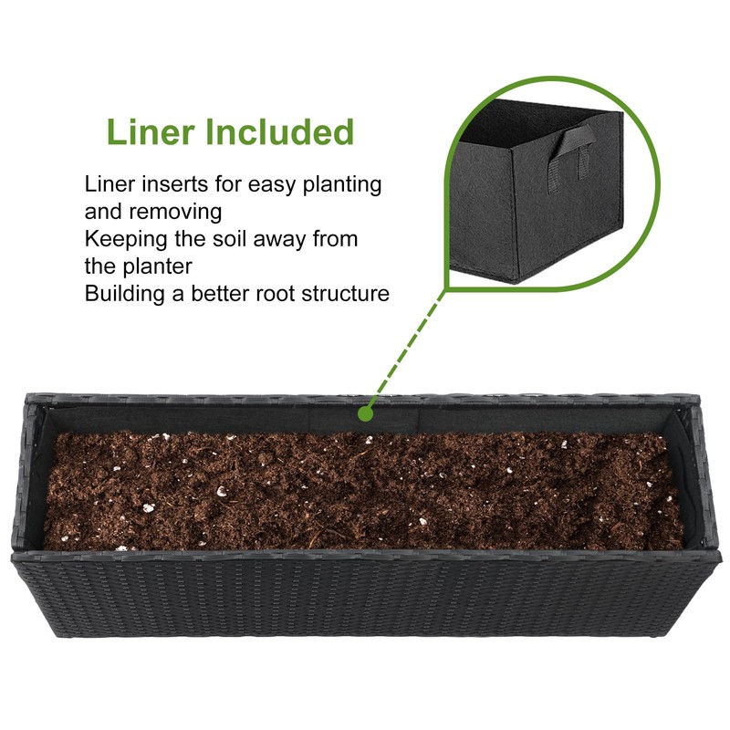 LEWIS&WAYNE Large Rectangular Block Planter Box Handmade Wicker Tall Planters