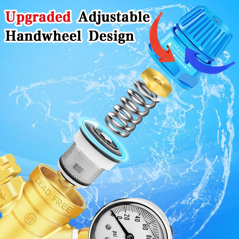 Upgraded RV Water Pressure Regulator, Water Pressure Regulator with Adjustable