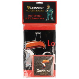 Guinness Toucan Bar Towel and 10 Coaster Set