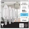 Feit Electric B10 E12 Candelabra LED Light Bulb, Clear Glass, Daylight 5000K, Dimmable, 60-Watt Equivalent, 3-Pack