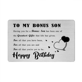 Richesele Bonus Son Birthday Card - To My Bonus Son Birthday Gifts - Happy Birthday Bonus Son Card - Birthday Cards for Adult Son from Mum Dad