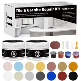 Globalcom Tile and Granite/Marble Repair Kit, Porcelain Stone and Quartz Countertops Repair Kit for Chips Dents Cracks Holes Scratch, Fix Chipped Edges Corners, Reattaches Missing Pieces