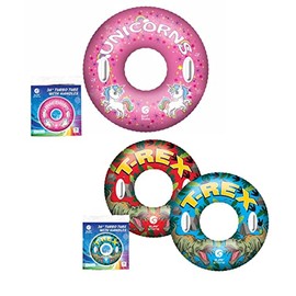 36" Unicorn Pink swim ring, or Dinosuar T-Rex design Swim Tube, 36" Inflatable RingTurbo tube with Handles, Beach and Pool Float Toy for Kids (Unicorn)