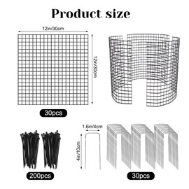 30 PCS Round Plant Protector from Animals, 12 Pack 12'' x 12'' Metal Plant Cages，30Pcs Metal Mesh to Keep Animals Out, Garden Protection Bunny Barricades, Wire Plant Protectors for Rabbit Chicken Duck