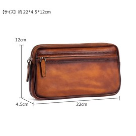 Whatna 31115 2-Way Cowhide Mini Second Bag, Men's, Clutch Bag, Small Genuine Leather, Waterproof, Abrasion-Resistant, 2 Room Dividers, Weddings, Receptions, Casual, Formal, Business, Funerals, Unisex,