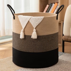 OIAHOMY 100L Laundry Hamper, Dirty Clothes Hamper for Bedroom, Collapsible Laundry Basket, Large Blanket Basket, Nursery Hamper with Handle, Blanket Storage for Living Room-18.5x21inches-Yellow&Black