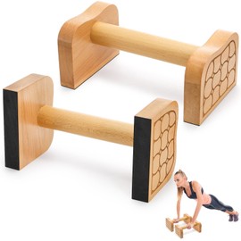 TOPZEA 2 Pcs Wooden Parallettes Push Up Bars, Solid Beech Wood Calisthenics Equipment Non-Slip Push Up Handle Stand for Handstand & Strength Training, Calisthenics, Home Gym & Floor Workouts