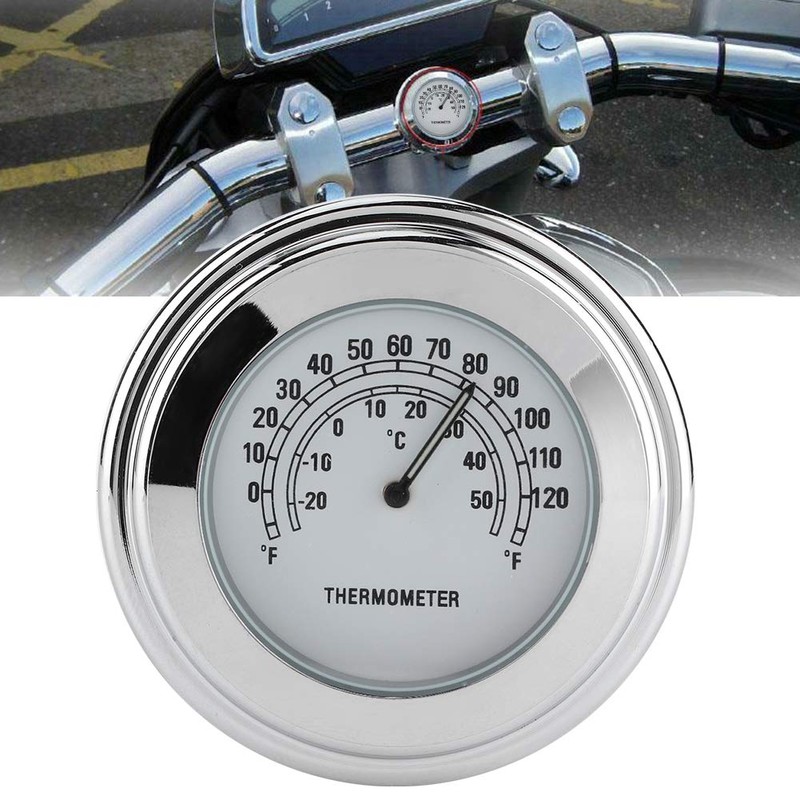 Bike Handlebar Clock Handlebar Thermometer, 1In 7/8In Handlebar Mount Thermometer