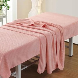 Morbuy Morbuy Massage Bed Blanket, Microfibre Beauty Bed Cover Without Face Hole Soft Washable SPA Massage Table Face Towel Suitable for Salons SPA and Therapists (Blankets 100x190cm,Pink)