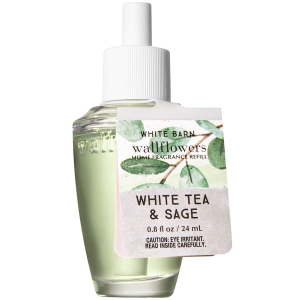 Bath and Body Works WHITE TEA & SAGE Wallflowers Fragrance Refill 0.8 Fluid Ounce (2020 Edition)