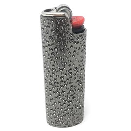 Metal Lighter Case Compatible BIC Lighter Standard Full Size Lighter Cover Holder Pouches Fits BIC Standard Full Size J6 Pitted Design One Piece in Gun Metal