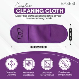 Basesit Eyeglass Cleaner Cloth 4 Pack, Eye Glasses Cleaner Wipes, Lens Cleaner, Anti-Scratch, Screen Cleaning Cloth, Eyeglass Cleaning Cloth, Lens Cloth, Eye Glasses Cleaner Cloth (Orange/Purple)