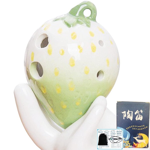 Ocarina Ocarina with 4 Holes Red Strawberry Ceramic with Lanyard