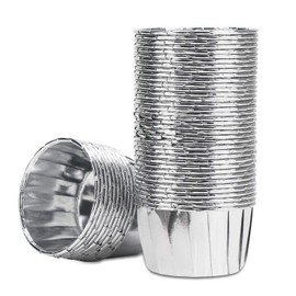50Pcs Aluminum Foil Cupcake Cups, Eusoar Silver Disposable Muffin Liners, Baking Cups, Aluminum Cupcake Tip Pan Ramekin Holders, Little Pudding Cups