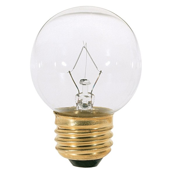 Satco 25G16 1/2 Incandescent Globe Light, 25W E26 G16 1/2, Clear Bulb [Pack of 6]
