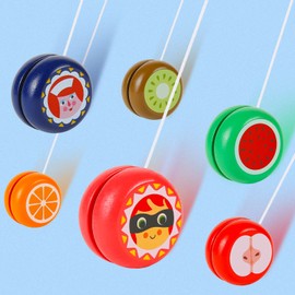 Yoyo Children's Toy, Sterneer 6 Pieces Wooden JoJo Children, JoJo for Children's Birthday Gifts, Parties (Fruit Sign Yo-Yo )