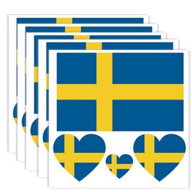 20 PCS Sweden Flag Temporary Tattoo,Swedes Banner Rectangle Heart Tattoos Decoration Decal, Waterproof Sticker for Party Parade Sport Carnival Classroom