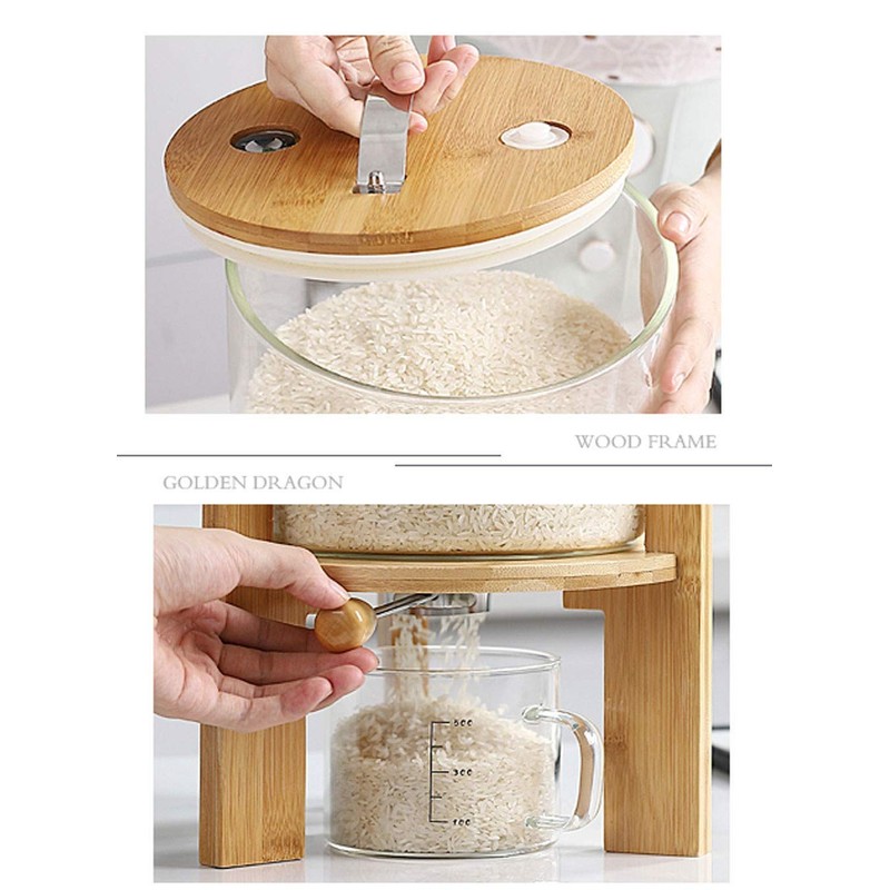 Flour and Cereal Container, 5L/8L, Rice Dispenser, Creative Glass Food