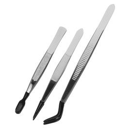 IWOWHERO 3pcs Stainless Steel Tweezer Set for Stamps and False Eyelashes Ergonomic Design Lightweight and Durable for Hobbyists and Collectors