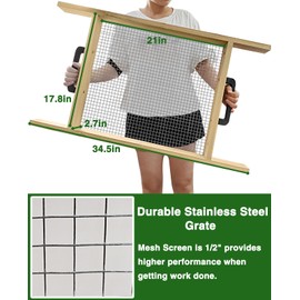 Large Soil Sifter, Dirt Sifter for Gardening, for Use in a Wheelbarrow, Compost Sifter, Garden Sieve for sifting Little Rocks/Top Soil/Peat Moss/Worm/Leaves/Loam Soil/Sand/Gravel (Mesh Screen 1/2")