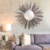 Stonebriar Large Round 32" Wooden Sunburst Wall Mirror with Attached